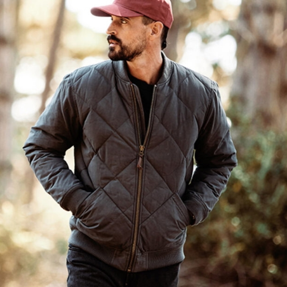 Eddie Bauer x Huckberry Men's Quilted Bomber Jacket - Dark Gray
